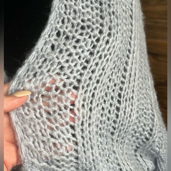 Wild Fable | Baby Blue Open Knit Oversized Cardigan | Size Large - Picture 4 of 8